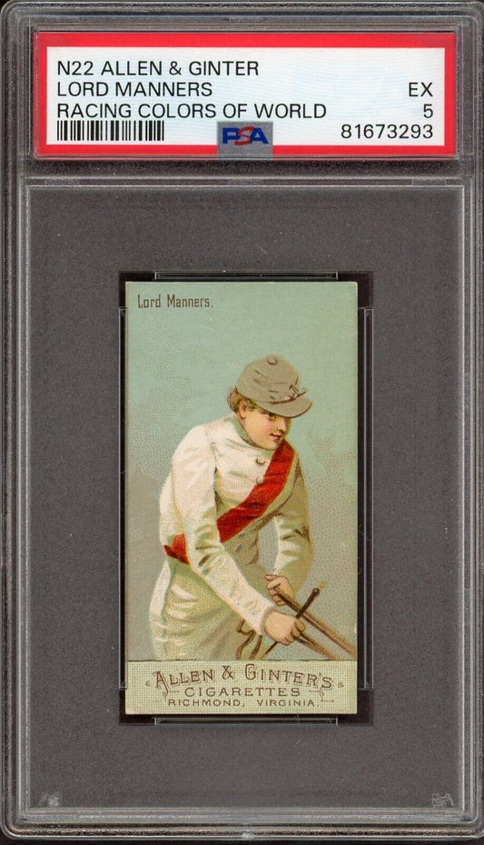 1888 N22 Allen & Ginter Racing Colors LORD MANNERS (PSA 5 EX)