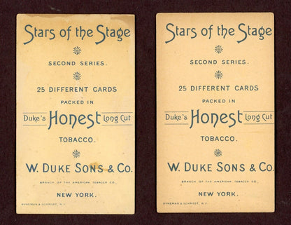 1891 N130 Stars of Stage 2nd Series Duke Sons & Co. Tobacco (2x CARDS) Honest