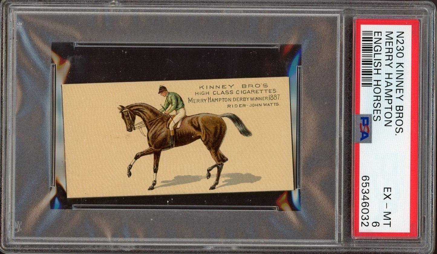 N230 KINNEY 1889 ENGLISH RUNNING HORSES Merry Hampton (PSA 6 EX/MT) John Watts