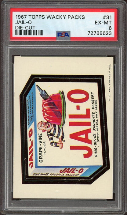 1967 Topps Wacky Packs Die-cut #31 Jail-O (PSA 6 EX/MT) Sing Sing's Favorite