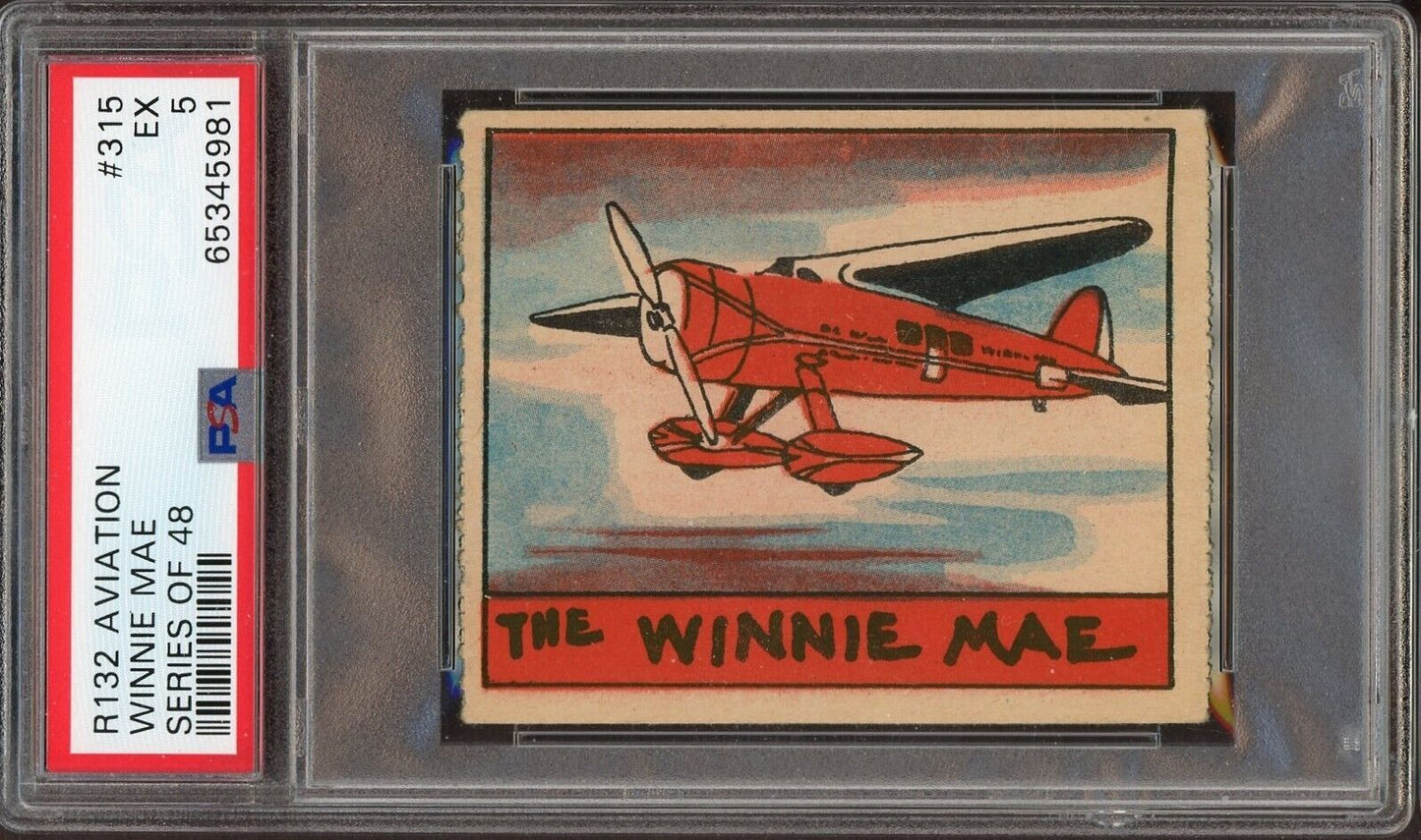 1938 R132 Aviation Series #315 WINNIE MAE (PSA 5 EX) Wiley Post Circumnavigate