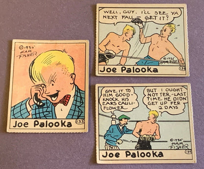 Lot of 3 1935 BOXING R27 Cartoon Comics Joe Palooka Strip Cards