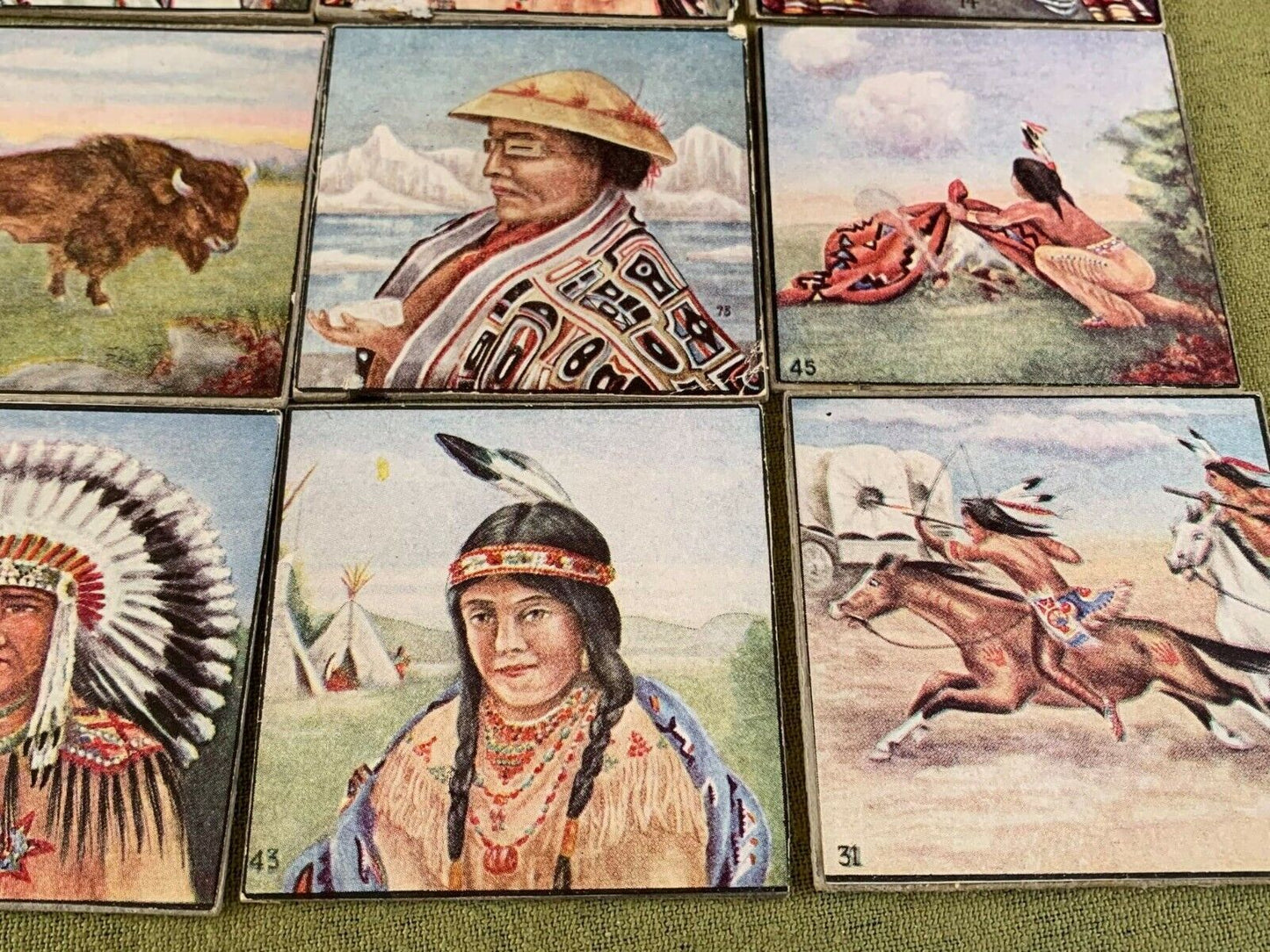 1930s Homemade Vintage Indian CARDS (Lot of 20) "Indians of America" Fazzini