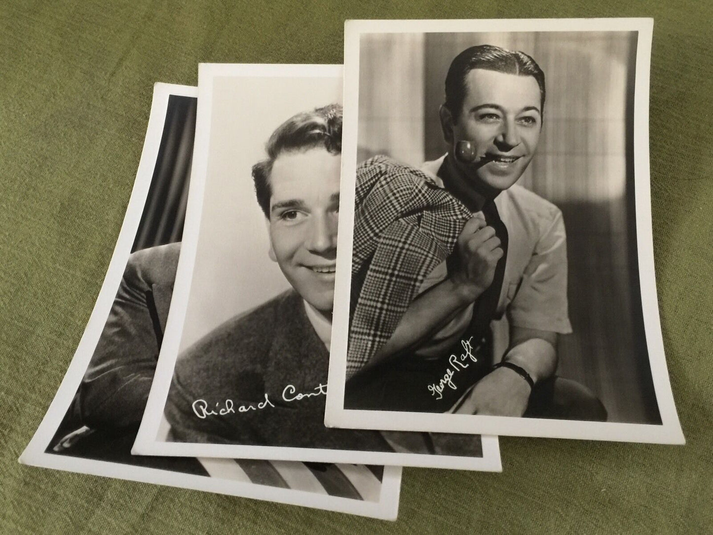 Vintage Movie Star 5"X7" PHOTOS "Signed": Richard Conte, George Raft, Dane Clark