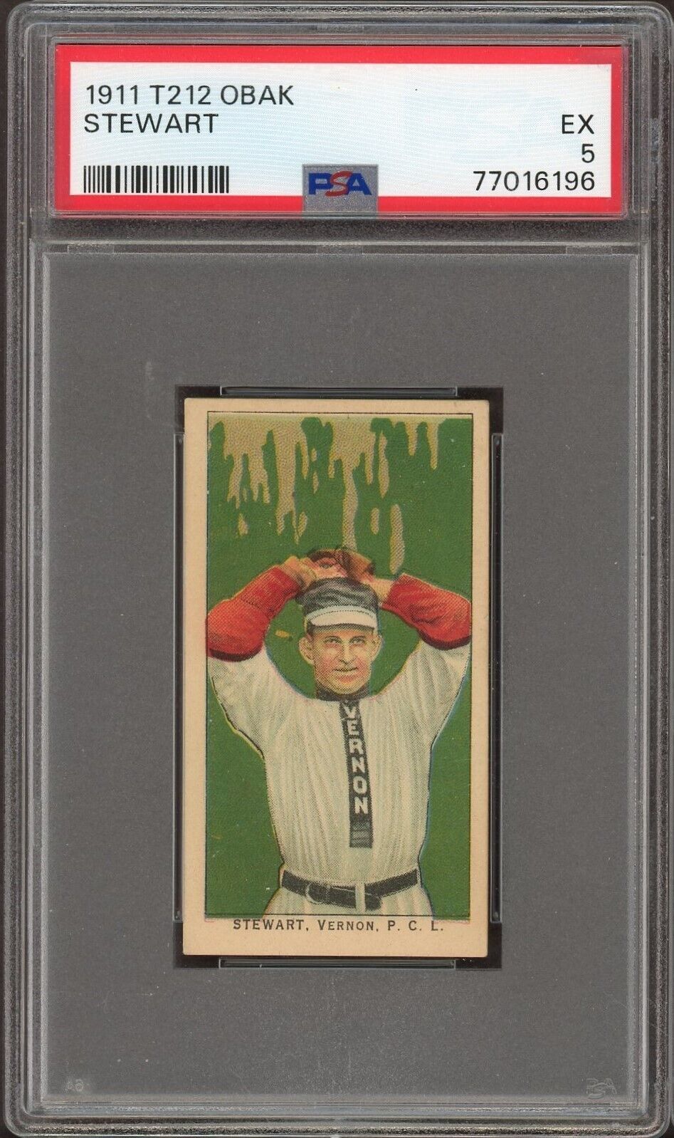 1911 T212 Obak Stewart (PSA 5 EX) Vernon, P.C.L.  SHARP CARD!