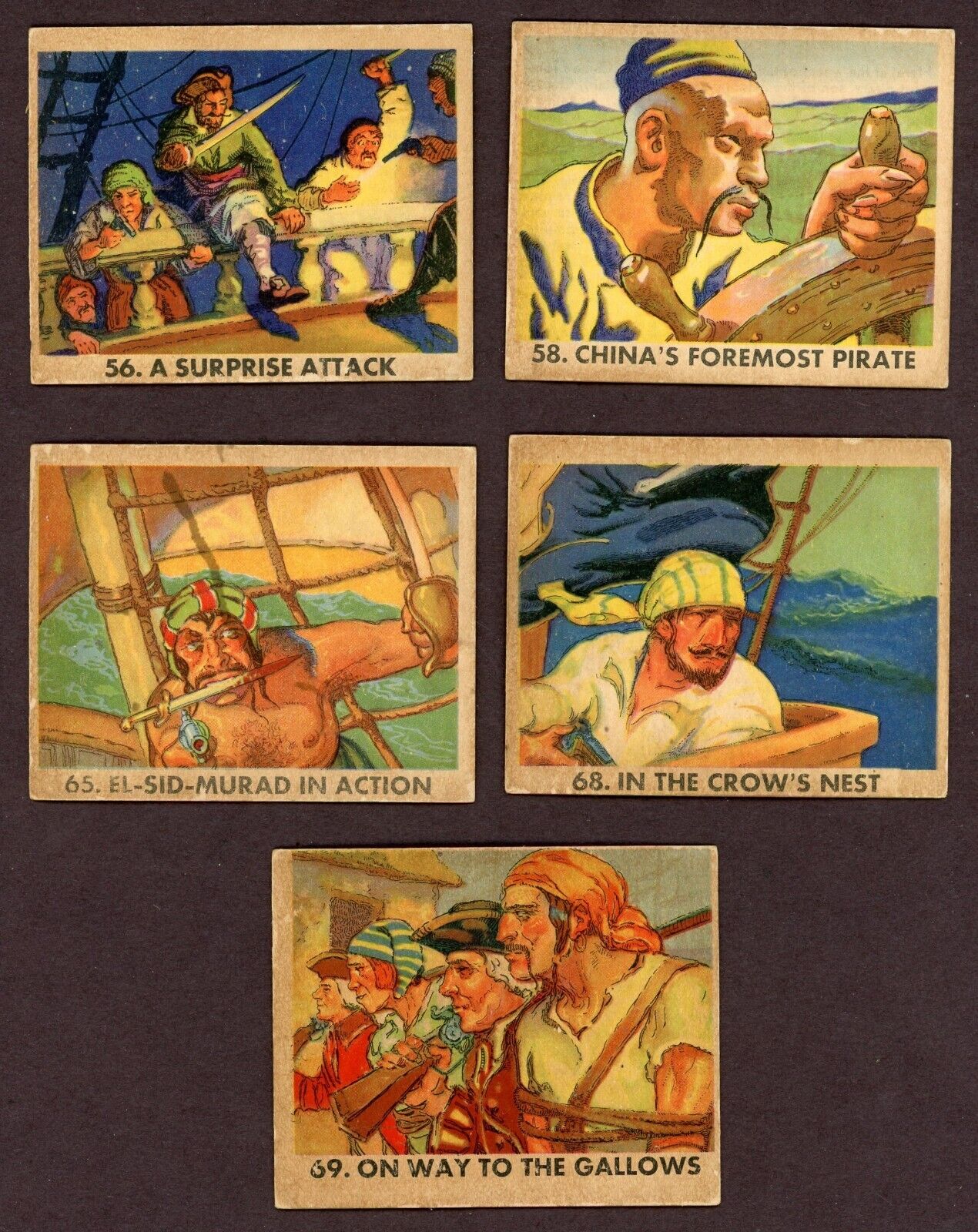 1936 R109 Gum, Inc. "Pirate's Picture" Bubble Gum R109 (Lot of 11) Cards