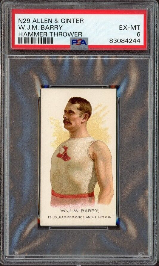 1889 N29 Allen & Ginter W J M Barry Hammer Thrower (PSA 6 EX/MT)