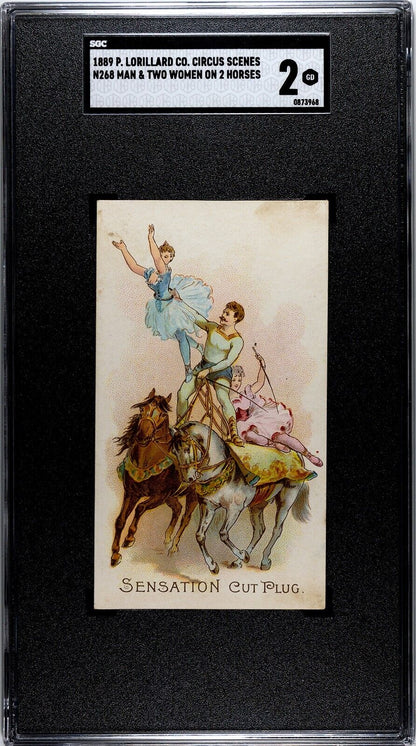 1891 N268 Circus Scenes "Man & Two Women Balancing on 2 Horses" (SGC 2 Gd)