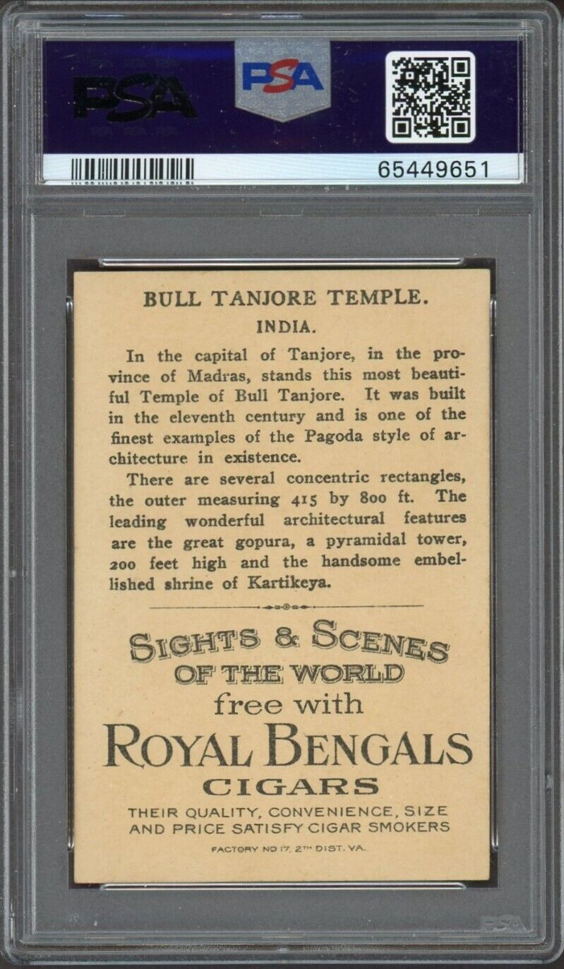 1911 T99 Sights & Scenes of the World (PSA 7 NM) Bull Tranjore Temple