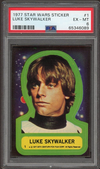 (LOT of EIGHT) 1977 Topps Star Wars Stickers #1-#8 PSA 6 EX/MT Luke Darth Vader