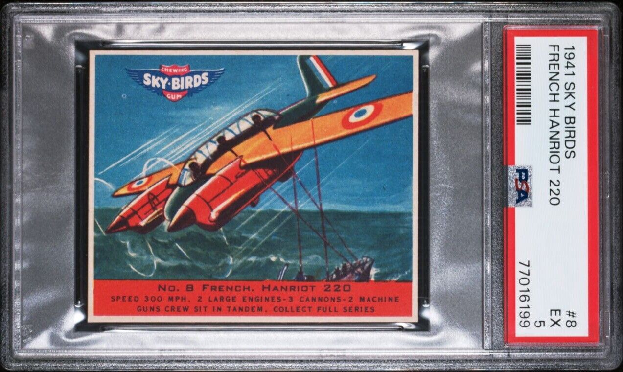 1941 GOUDEY Sky Birds R137 #8 FRENCH HANRIOT 220 (PSA 5 EX)