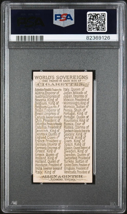 1889 N34 Allen & Ginter World's Sovereigns King of Italy (PSA 6 EX/MT)