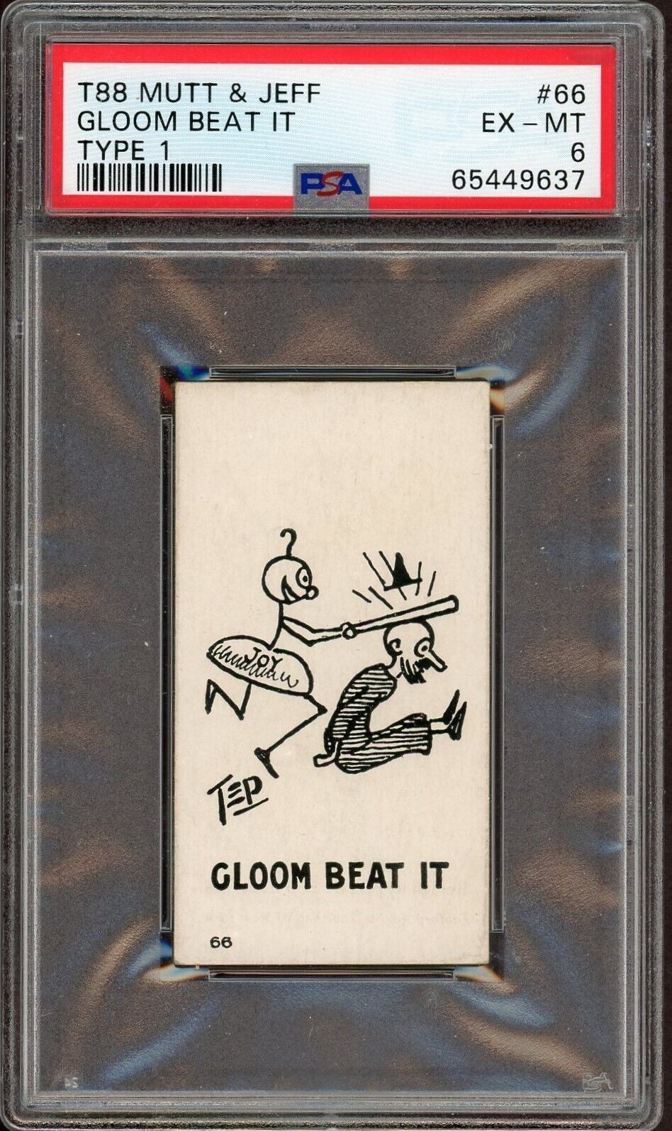 1906 T88 Sweet Caporal Mutt & Jeff Type 1 #66 "Gloom Beat It" (PSA 6 EX/MT)