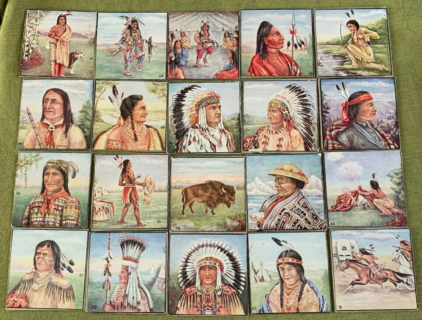 1930s Homemade Vintage Indian CARDS (Lot of 20) "Indians of America" Fazzini