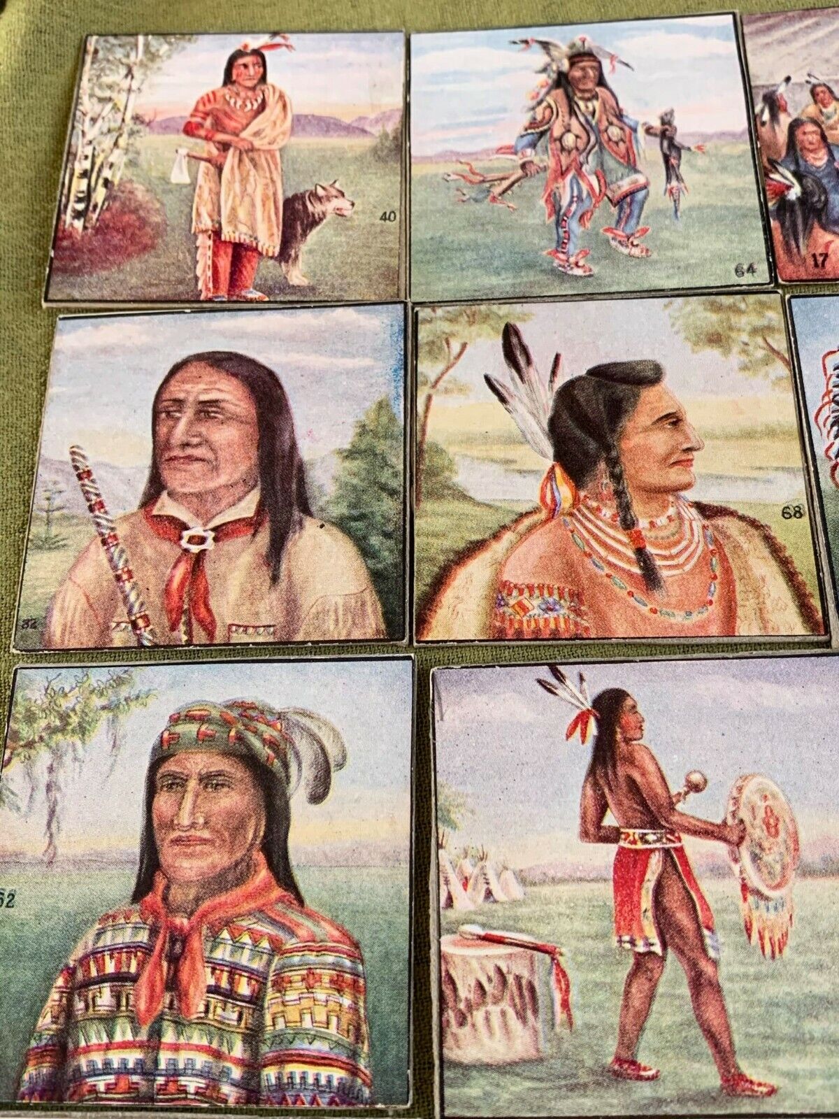 1930s Homemade Vintage Indian CARDS (Lot of 20) "Indians of America" Fazzini