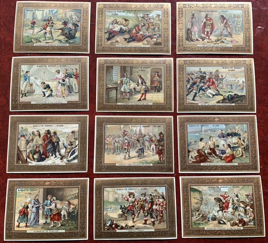 (Set of 12) 1890 French Trade Cards Biscuits Pernot: Napoleon at St. Helena