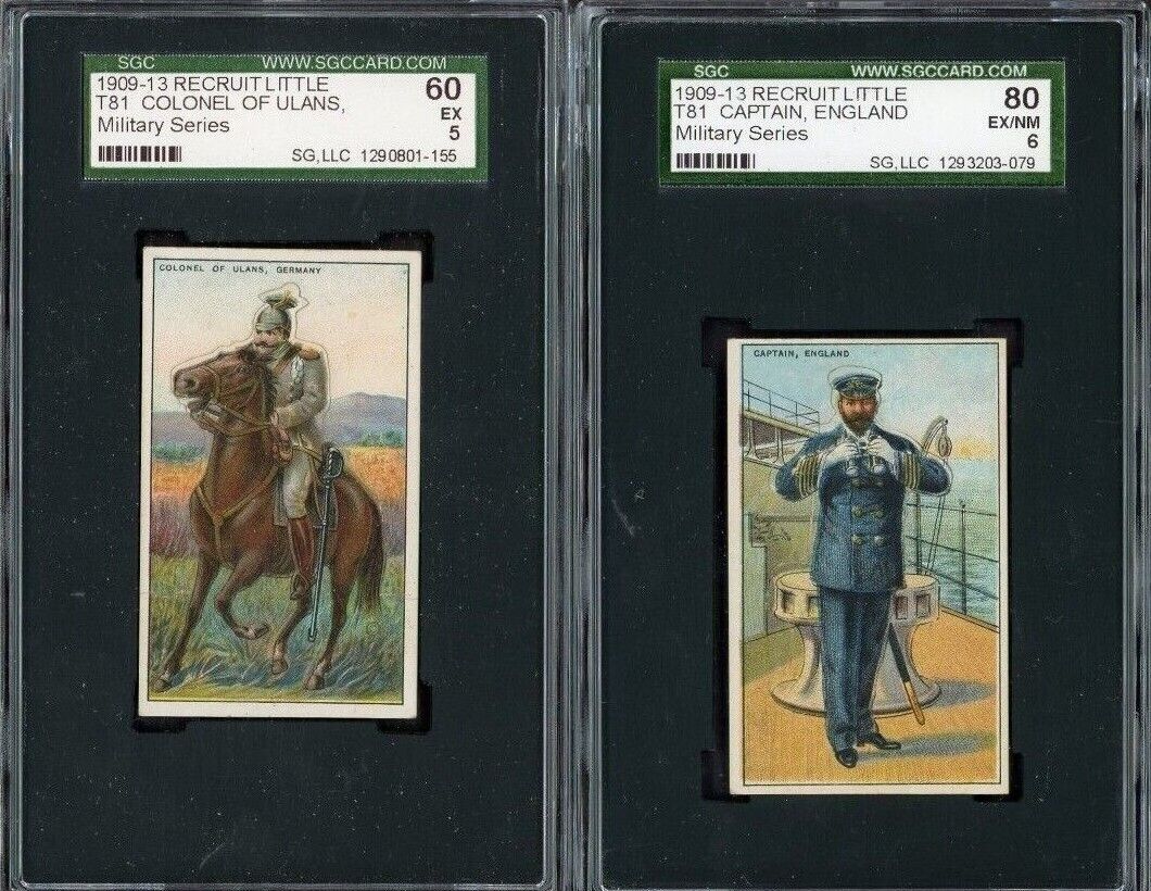 1910 T81 (Lot of 2) Recruit Military CARDS (SGC EX 5 & EXMT 6)