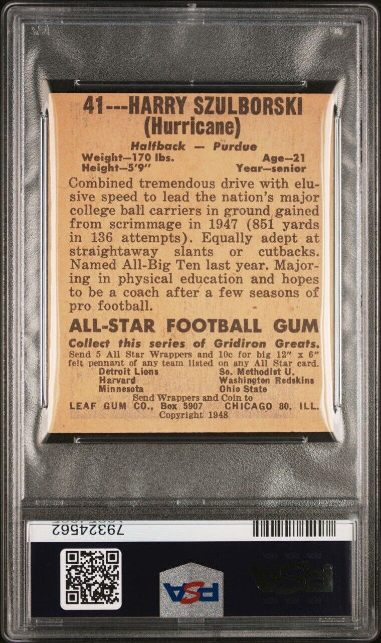 1948 Leaf  Football #41 Harry Szulborski Orange/Yellow (PSA 5 EX)