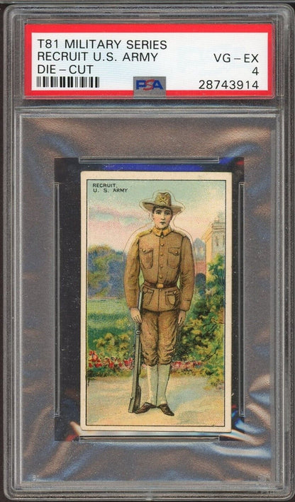 1909-13 T81 Recruit Military Series "Recruit, U. S. Army" (PSA 4 VG/EX) Die-Cut